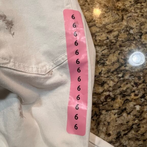 NWT Seven7 Women’s Size 6 90’s Straight Jean Cream Embroidered High Rise Floral - Picture 9 of 11